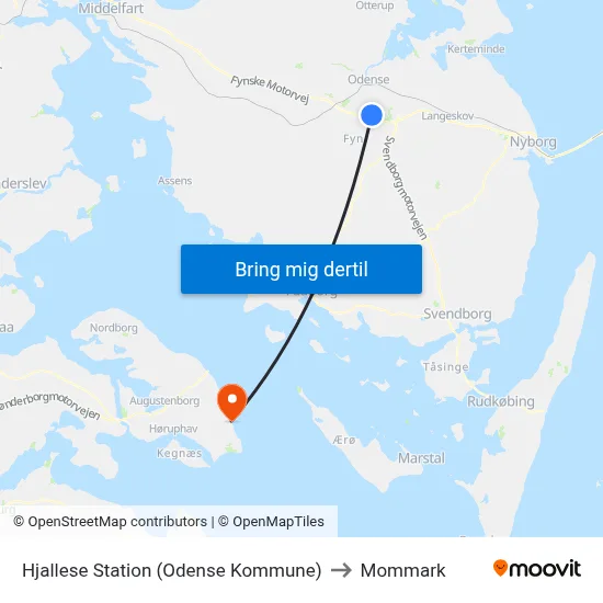 Hjallese Station (Odense Kommune) to Mommark map