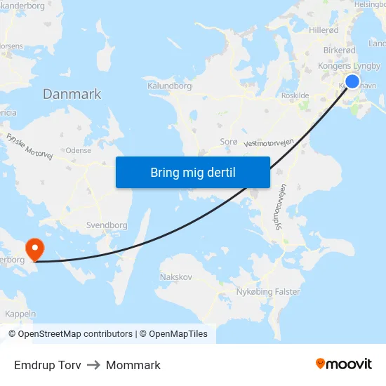 Emdrup Torv to Mommark map