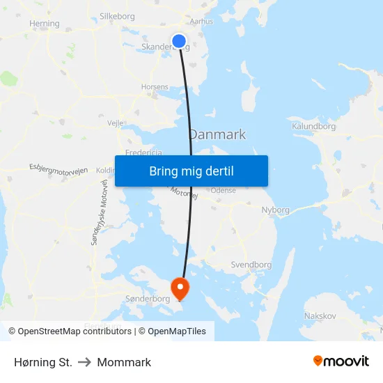 Hørning St. to Mommark map
