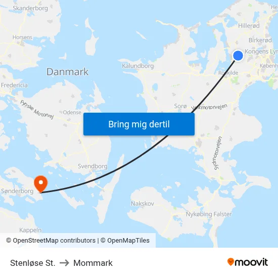 Stenløse St. to Mommark map