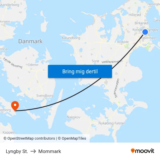 Lyngby St. to Mommark map