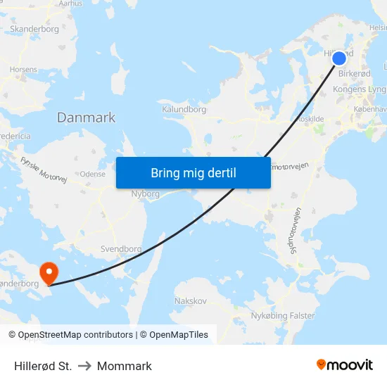 Hillerød St. to Mommark map