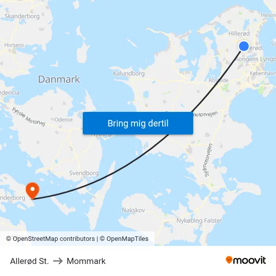 Allerød St. to Mommark map