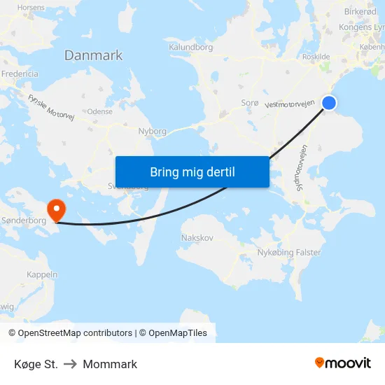 Køge St. to Mommark map