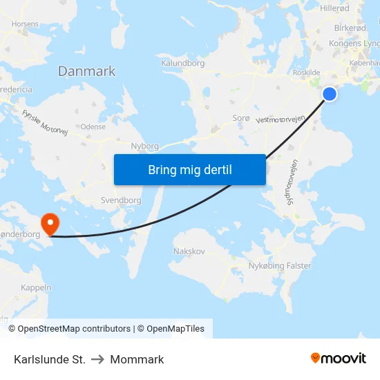 Karlslunde St. to Mommark map