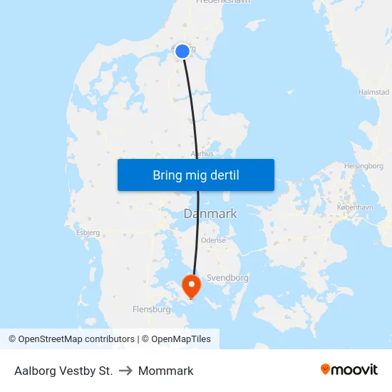 Aalborg Vestby St. to Mommark map