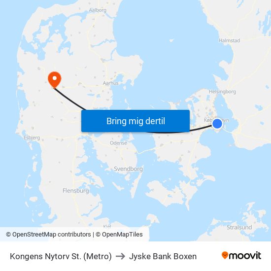 Kongens Nytorv St. (Metro) to Jyske Bank Boxen map