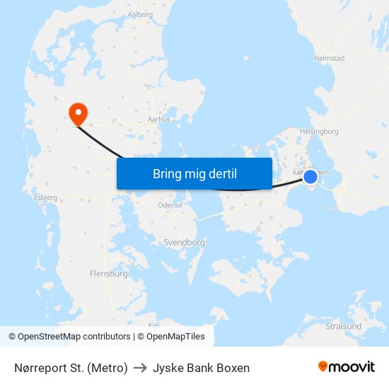 Nørreport St. (Metro) to Jyske Bank Boxen map
