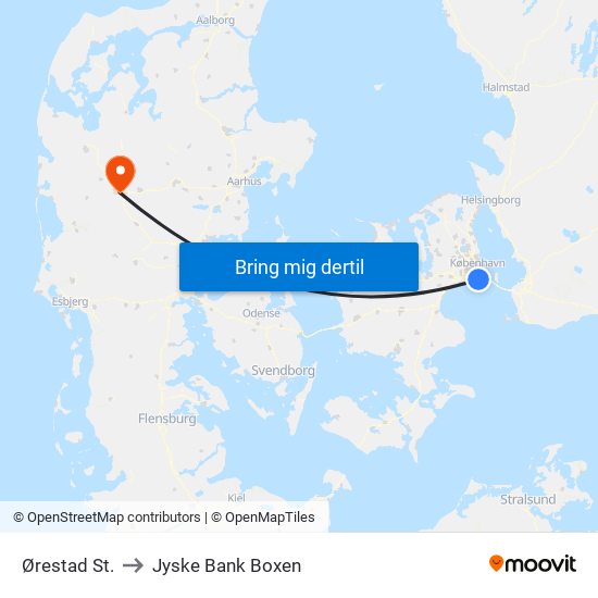 Ørestad St. to Jyske Bank Boxen map