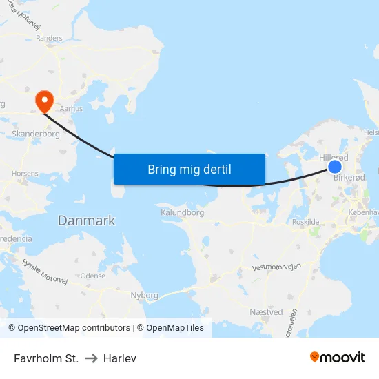 Favrholm St. to Harlev map