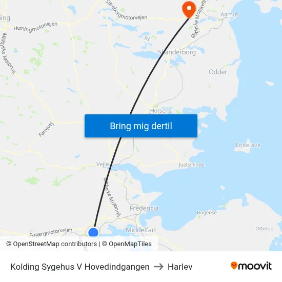 Kolding Sygehus V Hovedindgangen to Harlev map