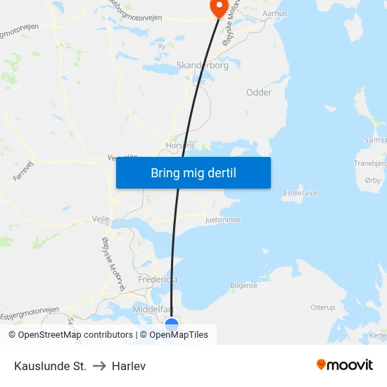 Kauslunde St. to Harlev map