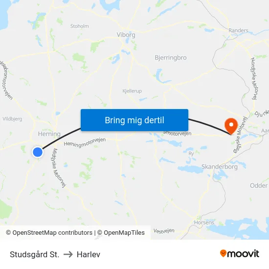 Studsgård St. to Harlev map