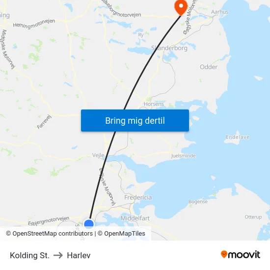 Kolding St. to Harlev map