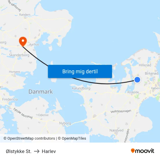 Ølstykke St. to Harlev map