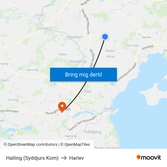 Halling (Syddjurs Kom) to Harlev map