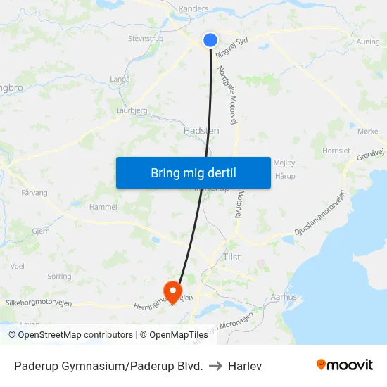 Paderup Gymnasium/Paderup Blvd. to Harlev map