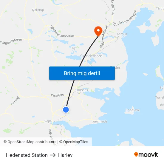 Hedensted Station to Harlev map