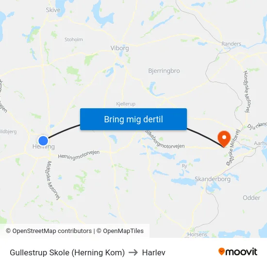 Gullestrup Skole (Herning Kom) to Harlev map