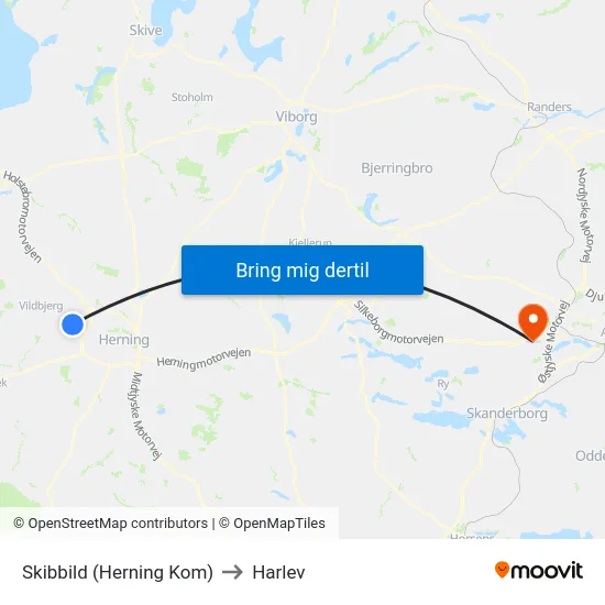 Skibbild (Herning Kom) to Harlev map