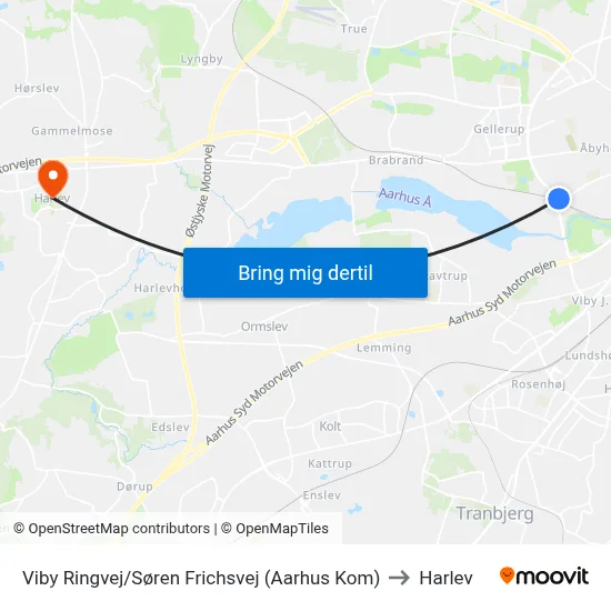 Viby Ringvej/Søren Frichsvej (Aarhus Kom) to Harlev map