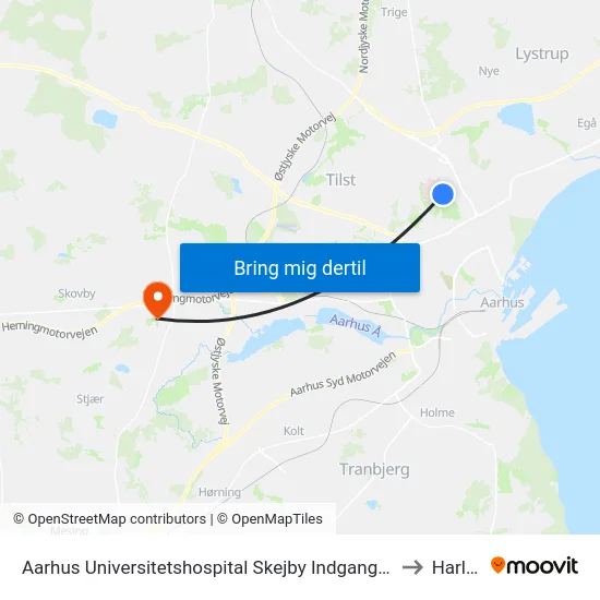 Aarhus Universitetshospital Skejby Indgang E/F to Harlev map