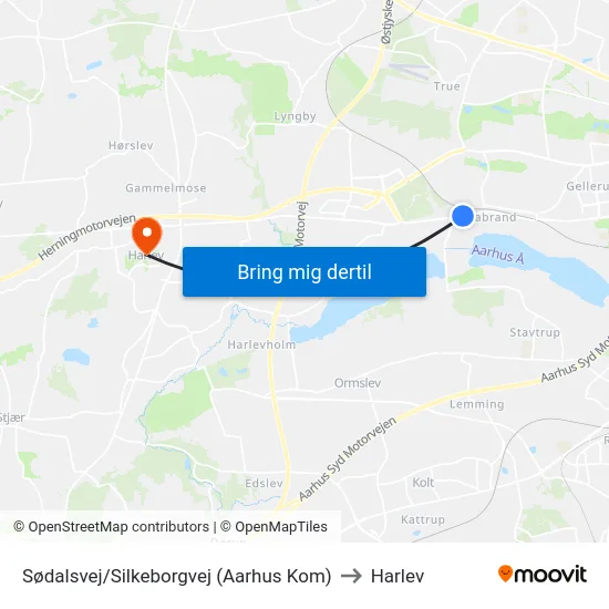 Sødalsvej/Silkeborgvej (Aarhus Kom) to Harlev map