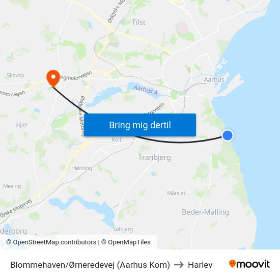 Blommehaven/Ørneredevej (Aarhus Kom) to Harlev map