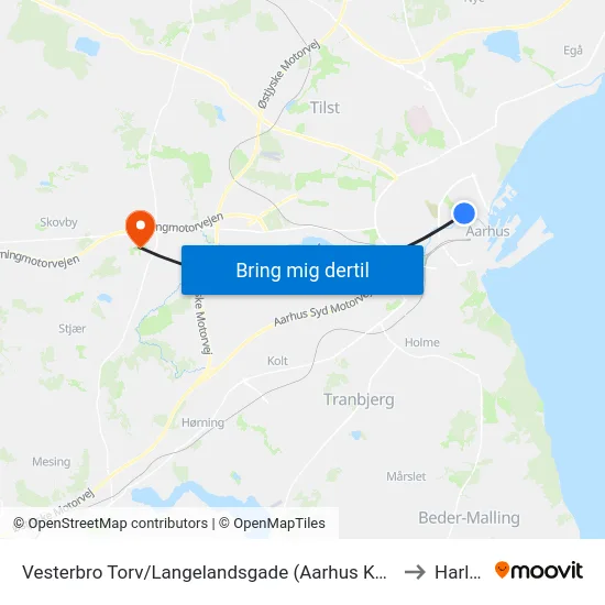 Vesterbro Torv/Langelandsgade (Aarhus Kom) to Harlev map