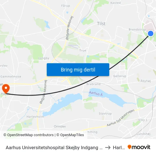 Aarhus Universitetshospital Skejby Indgang B/C/D to Harlev map