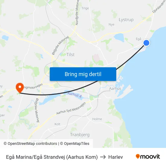 Egå Marina/Egå Strandvej (Aarhus Kom) to Harlev map