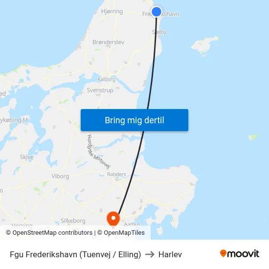 Fgu Frederikshavn (Tuenvej / Elling) to Harlev map