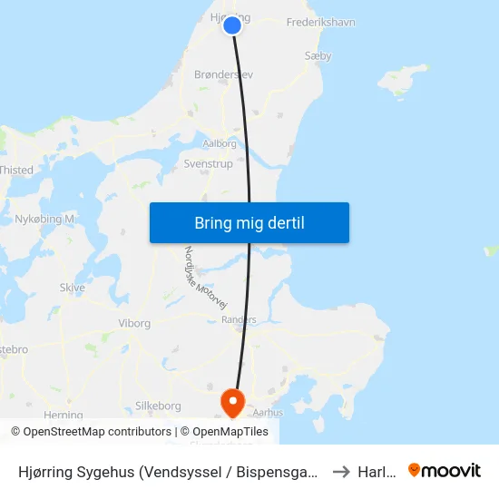 Hjørring Sygehus (Vendsyssel / Bispensgade) to Harlev map