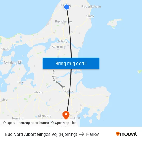 Euc Nord Albert Ginges Vej (Hjørring) to Harlev map