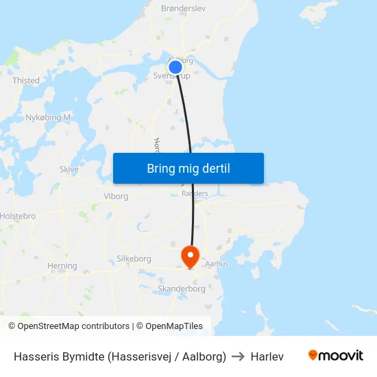 Hasseris Bymidte (Hasserisvej / Aalborg) to Harlev map