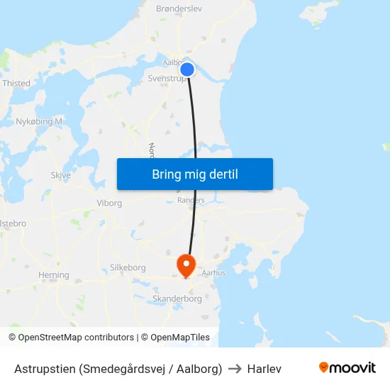 Astrupstien (Smedegårdsvej / Aalborg) to Harlev map