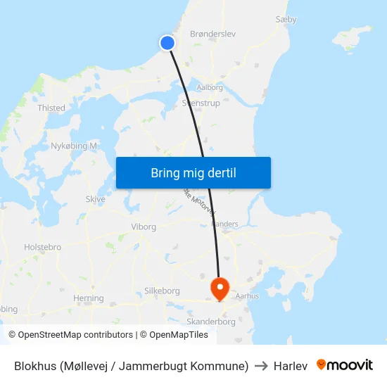 Blokhus (Møllevej / Jammerbugt Kommune) to Harlev map
