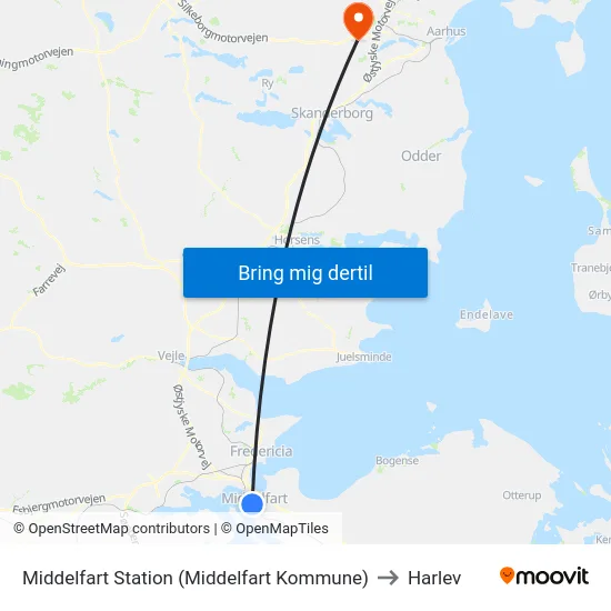 Middelfart Station (Middelfart Kommune) to Harlev map
