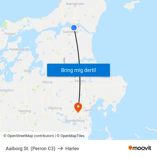 Aalborg St. (Perron C3) to Harlev map