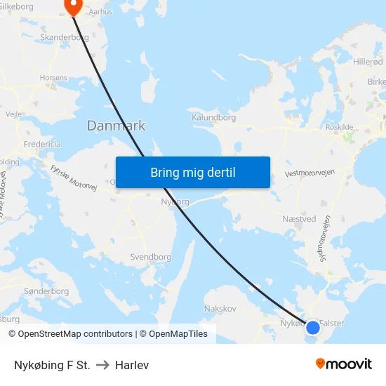 Nykøbing F St. to Harlev map