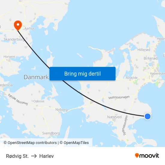 Rødvig St. to Harlev map