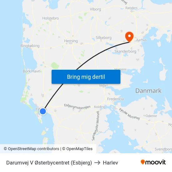 Darumvej V Østerbycentret (Esbjerg) to Harlev map