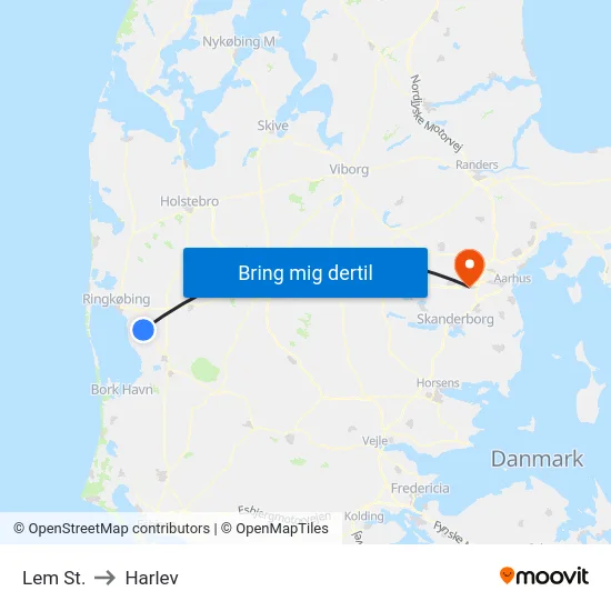 Lem St. to Harlev map