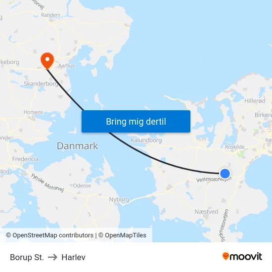 Borup St. to Harlev map