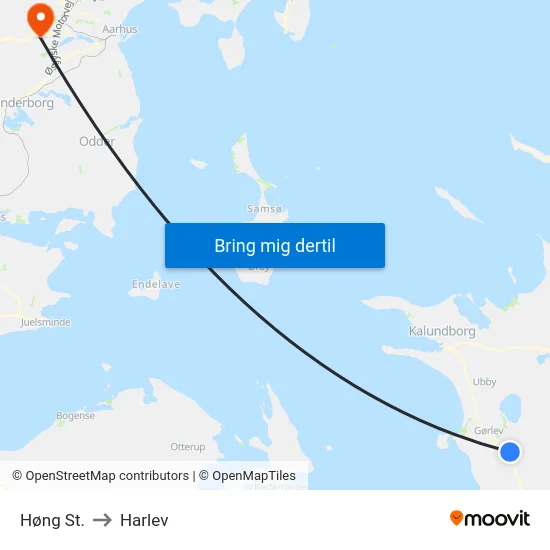 Høng St. to Harlev map