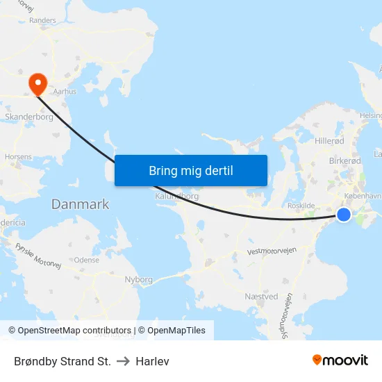 Brøndby Strand St. to Harlev map
