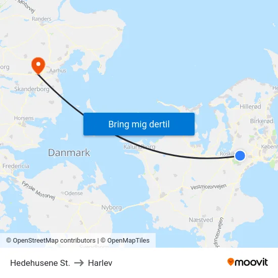 Hedehusene St. to Harlev map