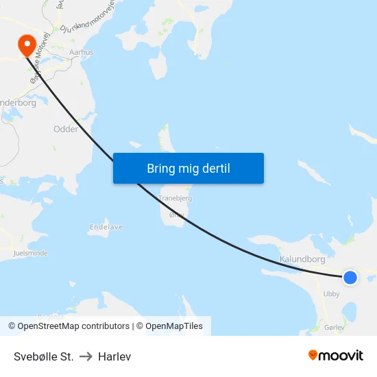 Svebølle St. to Harlev map