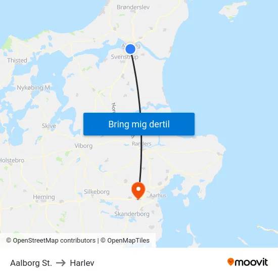 Aalborg St. to Harlev map
