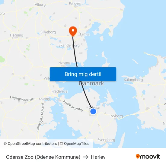 Odense Zoo (Odense Kommune) to Harlev map